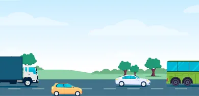 The image shows a motorway with four vehicles driving on it. The text reads "Changes" to eFlow.ie"